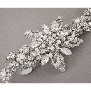 com Antique Silver Vintage Inspired Rhinestone and Pearl Bridal Hair 