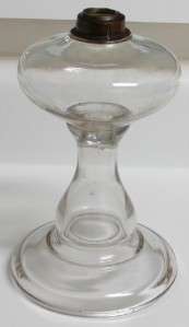 Vintage Clear Glass Footed Pedestal Oil Lamp  