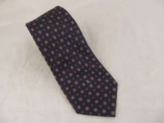 Oscar De La Renta Blue Red Silk Skinny Floral Dots Tie Necktie  