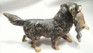 Antique Vienna Bronze Hunting Dog With Rabbit Geschutzt  