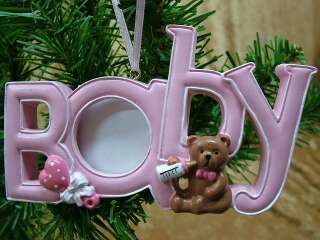 New Born Babys First Baby Girl Picture Frame Ornament  