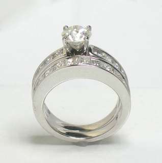  14k WHITE GOLD 1ct DIAMOND SOLITAIRE RING & BAND  