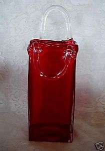 Large Ruby Red Hand Blown Art Glass Wall Pocket / Vase  