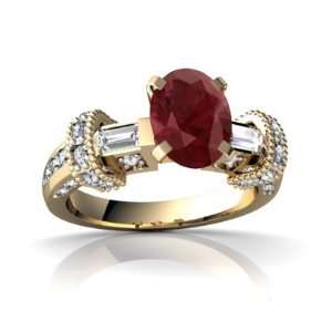  14K Yellow Gold Oval Genuine Ruby Engagement Ring Size 6 