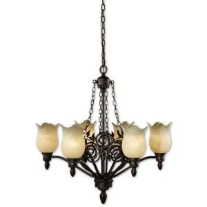    Inch Toulouse 6 Lt Chandelier Curved Metal Finished In Heavily Wash