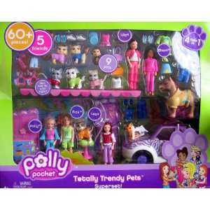  Polly Pocket Totally Trendy Pets Superset 4 Sets in 1 