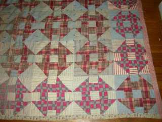 RARE c1920 9 PATCH / HOLE IN THE BARN DOOR 2 SIDE QUILT  