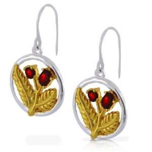  Bling Jewelry Gold Vermeil Garnet Color CZ Nature Flower 