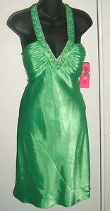 Bright Lime Green Mini Halter Dress Prom/Homecoming  