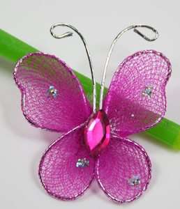 100pc hot pink Stocking Butterfly Wedding Decoration1  