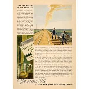  1935 Vintage Ad Wesson Oil Railroad Track Workers 