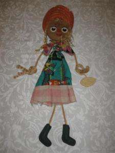 Vintage Israel Hand Made Rope Straw Farm Girl Doll 24  