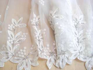 29 OFF WHITE EMBROIDERED & BEADED Organza BORDER Fabric  
