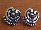 VINTAGE LOS CASTILLO TAXCO STERLING EARRINGS DEEP CURVED DESIGN WITH 