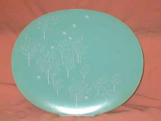 Vtg Melmac Evening Song Blue Platter w/ White Tree Bird  