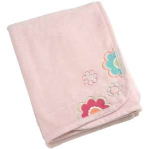  NoJo Pop Petals Coral Fleece Blanket, Pink/White Baby