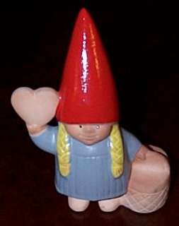   LISA LARSON DESIGN Gnome Girl w/Heart CANDLEHOLDER Red Hat  
