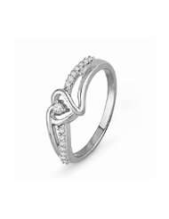 Sterling Silver Round Diamond Heart Promise Ring (1/10 cttw)