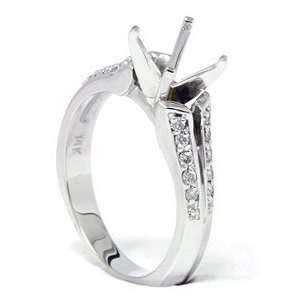  Pave Diamond Semi Mount Split Shank Engagement Ring 14K Jewelry