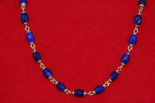 Me&Ro Hand Carved Lapis Bead Necklace 18k  
