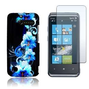 HTC Arrive T7575 / 7 Pro   Blue Flower Hard Plastic Skin Case Cover 