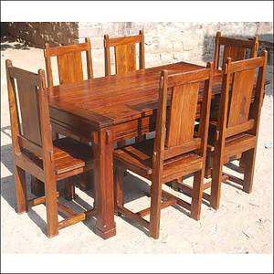 Rustic 7 Pc Dining Table and Chairs Solid Wood Furniture NEW  