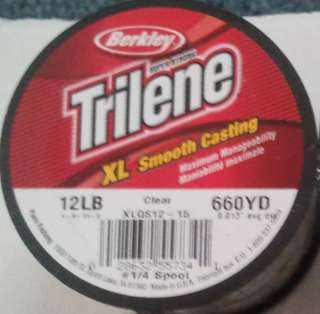 trilene xl clear fishing line 12 lb 660 yd NEW smooth casting  