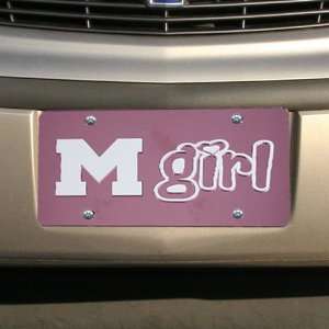  Michigan Wolverines Pink Girl Mirrored License Plate 