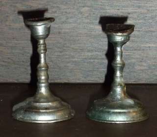 Antique Large Dollhouse Matching Metal Candle Sticks Holders 