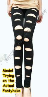 Fashion Womens Stretch Destroyed Cut Out Ripped Leggings Opaque Tights 