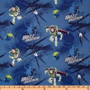  44 Wide Toy Story Buzz in Action Blue Fabric By The Yard 