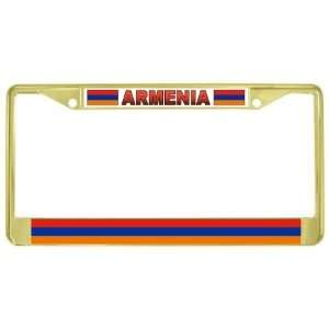  Armenia Armenian Flag Gold Tone Metal License Plate Frame 