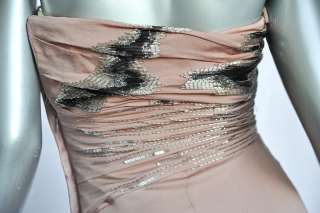 VALENTINO Dusty Rose CHIFFON Beaded Strapless Long Gown Formal Evening 