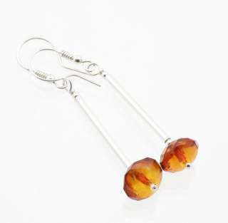 Faceted buttons Baltic amber silver earrings  