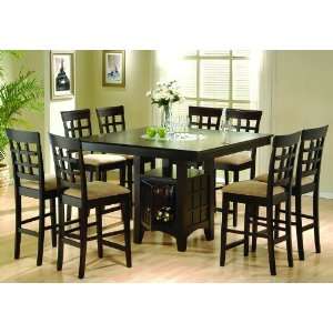 9pc Counter Height Storage Dining Table w/Lazy Susan & Chair Set 