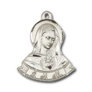  Immaculate Heart of Mary Medal, Sterling Silver Pendant 