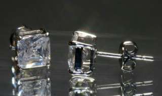 Sparkling 1ct Princess Cut Created Diamond 6mm Studs  