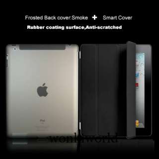 Black Leather Smart Cover + Back Hard Case Combo 2in1 For iPad 2
