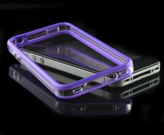 Clear Bumper Case Cover Skin+Metal Buttons For Apple iPhone 4 4G 4th 