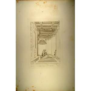  1860 Engraving Palazzo Pietro Massimi Hall Entrance 