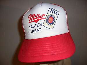 vtg MILLER LITE TASTES GREAT HAT Meshback Trucker Cap Ballcap Beer 
