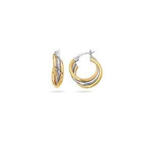  Intertwined Hoop Earrings in 14K Two Tone Gold Jewelry