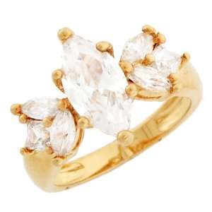  14k Gold Marquise CZ Engagement Ring with Marquise and 