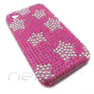 Iphone 4 Diamond Crystal Case White Star on Pink 