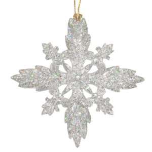 Crystal Tone Iridescent Glitter Filigree Snowflake Christmas Ornament 
