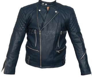 Brando Bikers Black Motorcycle Leather Jacket Racer Punk Vintage Cow 