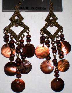 Antique Gold MOP Beads Dbl Diamond Earrings * U Pick  