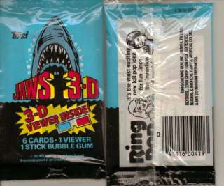 1983 TOPPS JAWS 3 D WAX PACK FROM BOX W/ VIEWER  