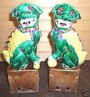 Pair Chinese Blue Porcelain Foo Dogs Statue 13H M20 02  