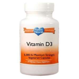 Vitamin D3 5000 IUs Maximum Strength Veggie Caps 90 Count From Nature 